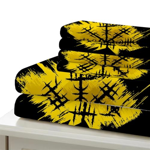 Parure de lit Runes 2 personnes réversible en microfibre douce