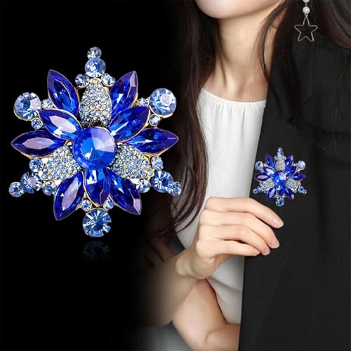 Image of Rhinestone Flower Brooch Pin for Women Red Black Purple Flower Broochs Pin Hat Christmas Brooch Jewelry