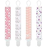 Pacifier Clips 4 Pack Baby Pacifier Holder for Girls Plastic Teething Clip Universal Holder Leash for Pacifiers Teething Toy and Soothie by Yoofoss