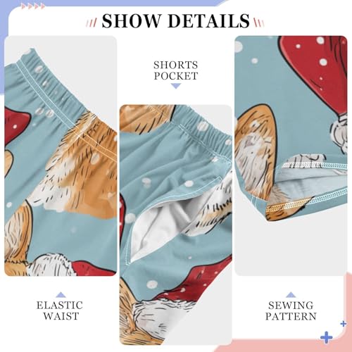 Corgi Dog Snow Boys Long Pants Soft Trousers Elastic Waist Kids Lounge Bottoms with Pockets S-XL4