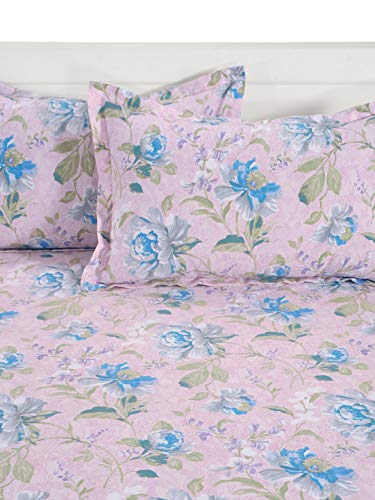 Image of Swayam Roto Cotton King Bedsheet with 2 Pillow Covers | Size 108 x 108 inch | 144 TC | Floral Design | Soft Breathable Bed Sheet | Comfortable & Durable for Bedroom - Pink