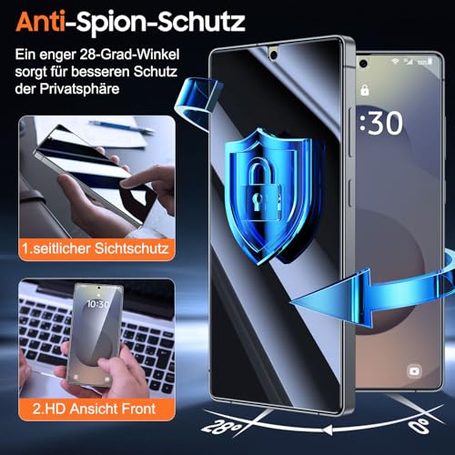 UniqueMe für Samsung Galaxy S25 Ultra für Panzerglas Sichtschutz - [Full Screen Displayschutz] Schutzfolie Sichtschutz für Samsung Galaxy S25 Ultra Schutzglas,Auto Installation,2 Stück 6