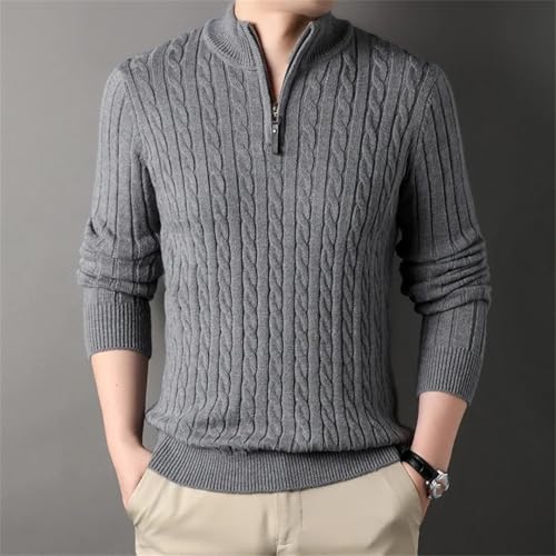 Casual Thick Stripe Men's Sweater Knitwear Half Zipper High Neck Fashion Tops3