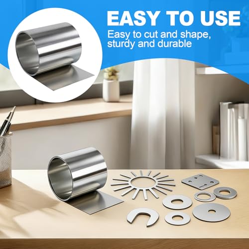 Junhonze Edelstahlblech 1mm - Bleche - Edelstahlfolie, Geeignet Zum Schneiden, SchweißEn, Gravieren, Bohren Und FüR Diy Bastelprojekte (Rollenpackung)
