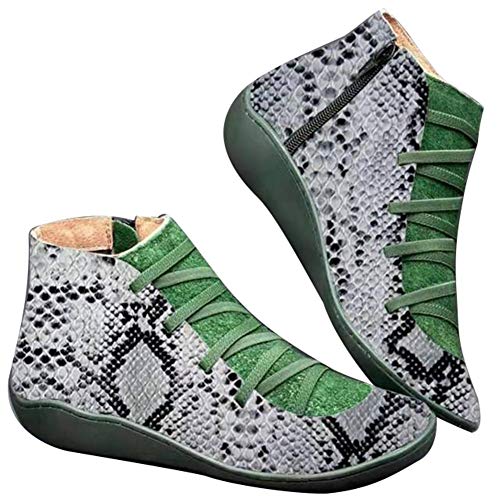 Bularyfr Soutien Bottes Bottes De Cheville Occasionnels Bottillons Vintage Imperméable Talon Plat Soutien Arc Soutien À Bout Rond Chaussures Dames Anti-dérapant Bottes De Marche Arch Support Boots