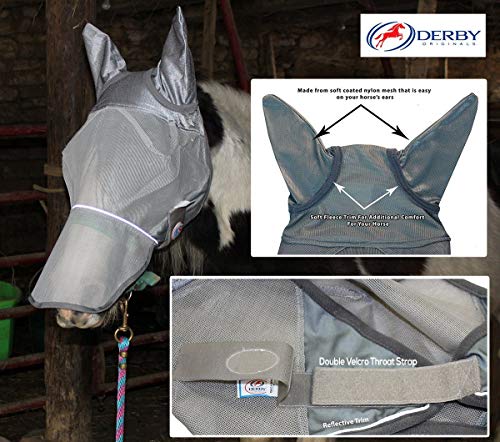 Derby Originals Uv-Blocker Reflective Safety Horse Fly Mask With Ears And Nose Cover And Colors #TOP3