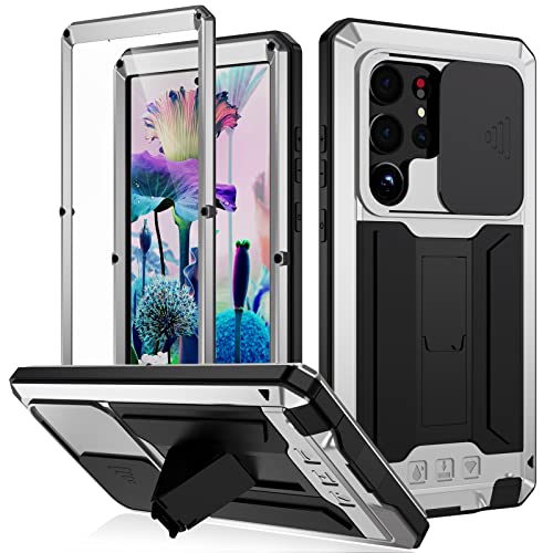 Coque Samsung S23 Ultra en silicone métallique argent avec protège-caméra