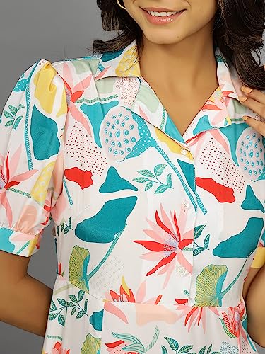 Image of Ravaiyaa - Attitude is everything Womens Soft Crepe Silk Casual Dress Summer Floral Printed Dress Ladies Tank Midi Sundress