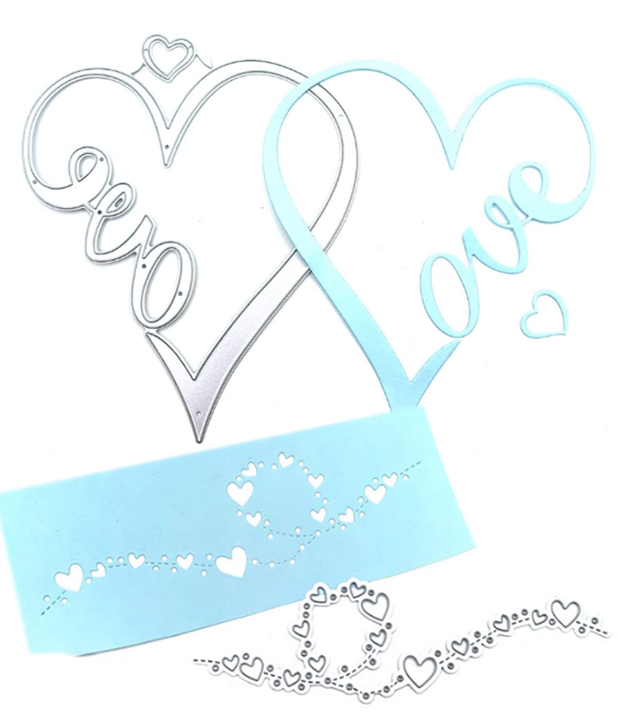 Ammsochy Valentine's Day and Love Heart Cut Dies DIY Crafts for Paper Card Making Metal Scrapbooking Cutting Tools Album Arts Embossing Template (Heart String and Love Frame)
