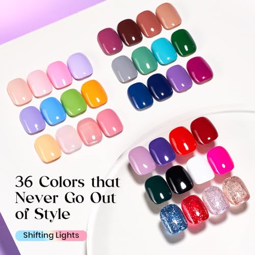 Image of beetles Gel Polish Shifting Lights - Gel Nail Polish Set Brown Burgundy Red Black White Green Purple Glitter 36 Colors with Base Coat Glossy Matte Glitter Top Coat UV LED Soak Off Gift for Women