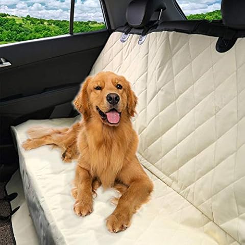 PET MAGASIN Durable Beige Pet Car Seat Cover Waterproof & Scratch Proof & Nonslip Backing & Hammock Style & Heavy Duty Back Seat Protector for Cars Trucks and SUVs Cover