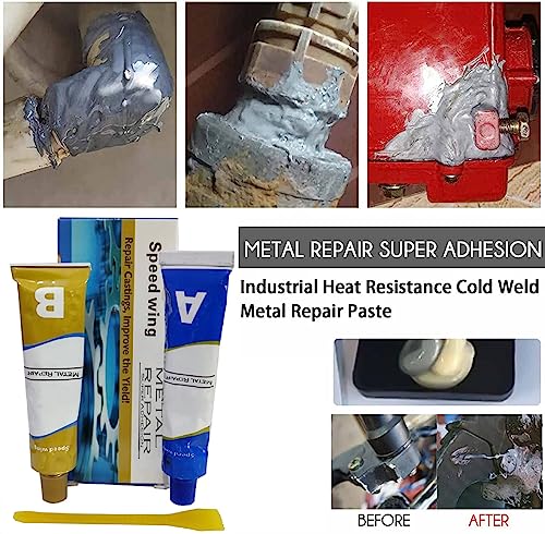 Image of GLUN Magic Metal Mending Cold Weld Epoxy, AB Strong Adhesive Glue for Metal, Aluminum, Plastic, Waterproof, Heat-Resistant Repair Paste for Auto, Engine, Pipes, DIY Welding, Cracks & Gaps