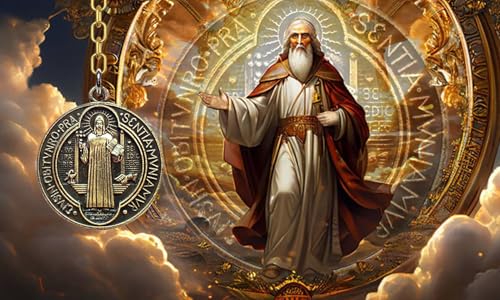 Antique Bronze Saint Benedict of Nursia Medal Pendant Adjustable Waxed Cord Necklace 16-30", Religious Catholic Charm2