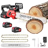 16" Electric Chainsaw, 1800W Brushless Cordless Chainsaw, 21V Powerful Battery Chainsaws with 2 Rechargeable Batteries, 2 Chains & Chain and Guide Bar, 21,000 RPM Handheld Chain saws for Wood Cutting