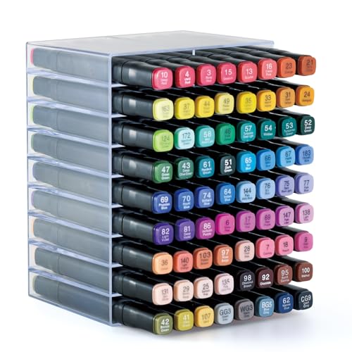 Image of Acrylic Marker Holder Organizer, 18 Slots, Holds 72 Markers, Marker Storage Rack for Desk