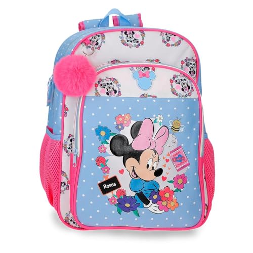 Joumma Disney Minnie Flowers Mochila Escolar Adaptable a Carro Azul Claro 30x40x13 cm Poliéster 15,6L
