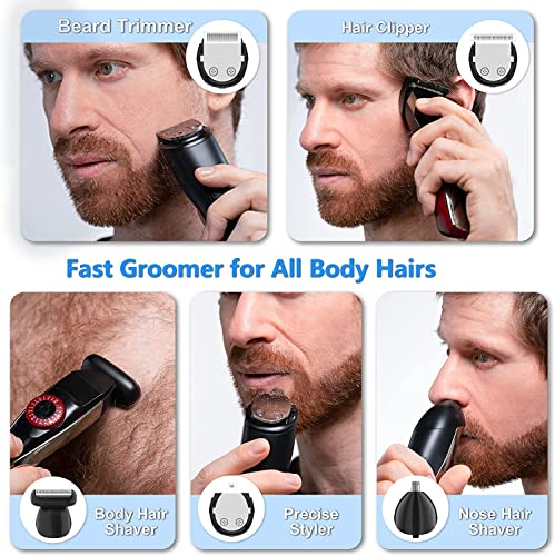 All-In-One Beard Trimmer For Men, 15 Pieces Waterproof Electric Trimmer For Men, Mens Grooming Kit, Clipper For Beard, Head, Body, Face, Nose And Eyebrow, 40 Precisions, Perfect Gifts For Him Father #TOP1