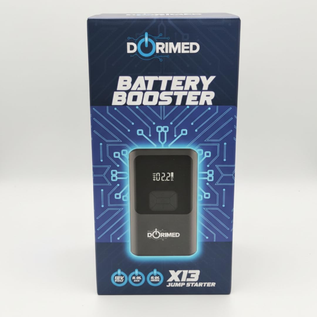 Booster - Batería de coche multifunción I arrancador de batería de 12 V gasolina y diésel I compresor de aire inflador neumáticos I cargador USB rápido I Iluminación LED & SOS I Pantalla LCD de