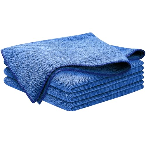 Image of Allextreme 340 GSM Microfiber Cloth Reusable Lint & Streak-Free Extra Soft Super Absorbent Double Sided Plush Towel for Car Bike Detail Cleaning Kitchen Window Wash Drying (40 X 40cm, 4Pc, Blue)