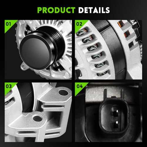 Image of New Alternator Replacement for 2011-2020 Chrysler 300, 180A V6 3.6L, Dodge Charger Durango, Jeep Grand Cherokee, 15-21 Challenger, 13-15 Ram 1500, 4801778AF P04801778AF 56029789AA 11598N