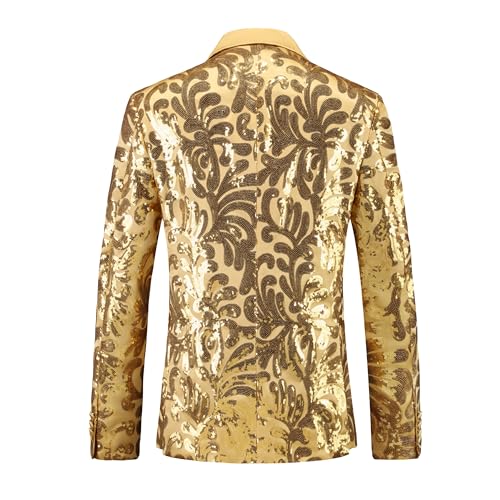 MOGU 2 Pieces Mens Sequin Dress Suit Floral Pattern Shiny Tuxedo for Party Banquet Proms 70S Disco2