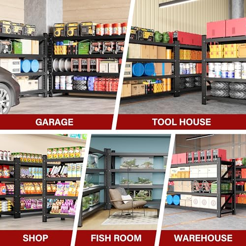 Image of 8000LBS Heavy Duty Garage Shelving Units,68 inch Wide & Deep Storage Shelves,Metal Garage Shelves,Large Storage Rack,Steel Shelf,Industrial Shelving for Shop,Warehouse,Basement,68 inch W x 24 inch D x 63.5 inch H