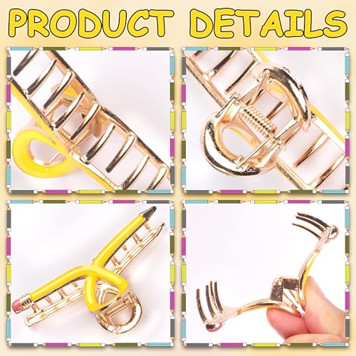 Pinzas para cabello en forma de lápiz amarillas para mujeres, accesorio para el día de regreso a clases, broche metálico divertido para el primer día de escuela miniatura 6