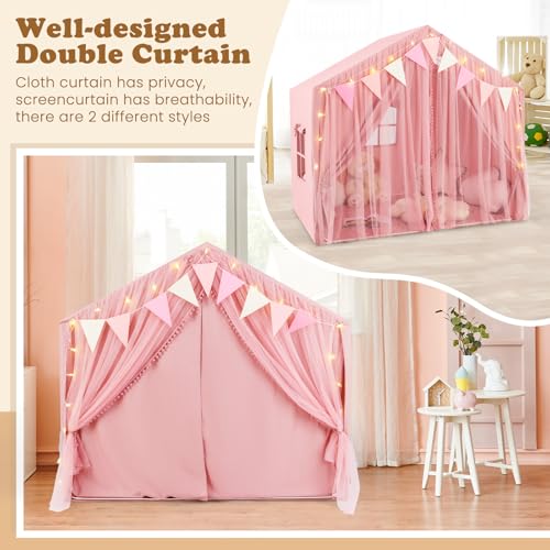 INFANS Kids Play Tent with Washable Cotton Mat, Pink - Image 3