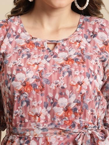 Image of Tee Projekt Women's Georgette Maxi Dress| Digital Print Floral Printed Western Ethnic Gown |Maxi Dress Casual Wear