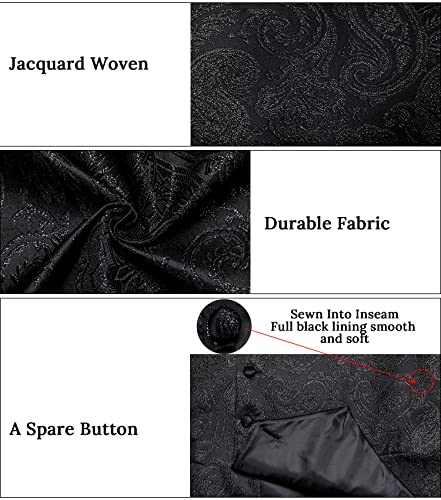 Image of DiBanGu Mens Vest and Tie Set Formal Paisley Waistcoat and Necktie Pocket Square Cufflinks Silk Suit Vest for Tuxedo Wedding
