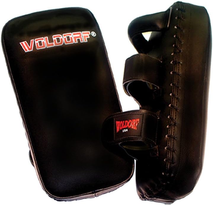 Thai Kick Pads in Leather Black Muay Thai, Kick Pad, for Training, Kicking Strike Shield for Kickboxing Martial Arts Sparring Taekwondo Muay Thai & MMA