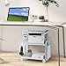 Printer Stand Under Desk Printer Table with Wheels 2 Tier Small Printer Cart with Storage Bag Desktop White Printer Stands for Home Office Fax Machine Scanner Files (White)