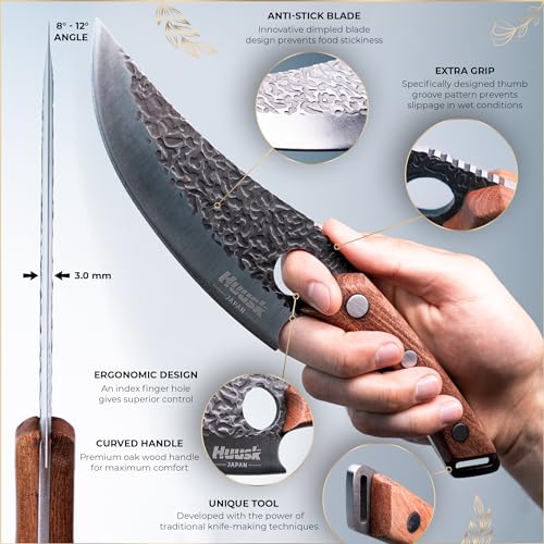 Huusk Chef Knife 11 inch, Kitchen Knive for Cutting, Boning, Chopping. Japanese Kitchen Knife Designed for Balance and Control, Blending Modern Style with Traditional Appeal. Meat Knife, Sharp Knives - Image 6