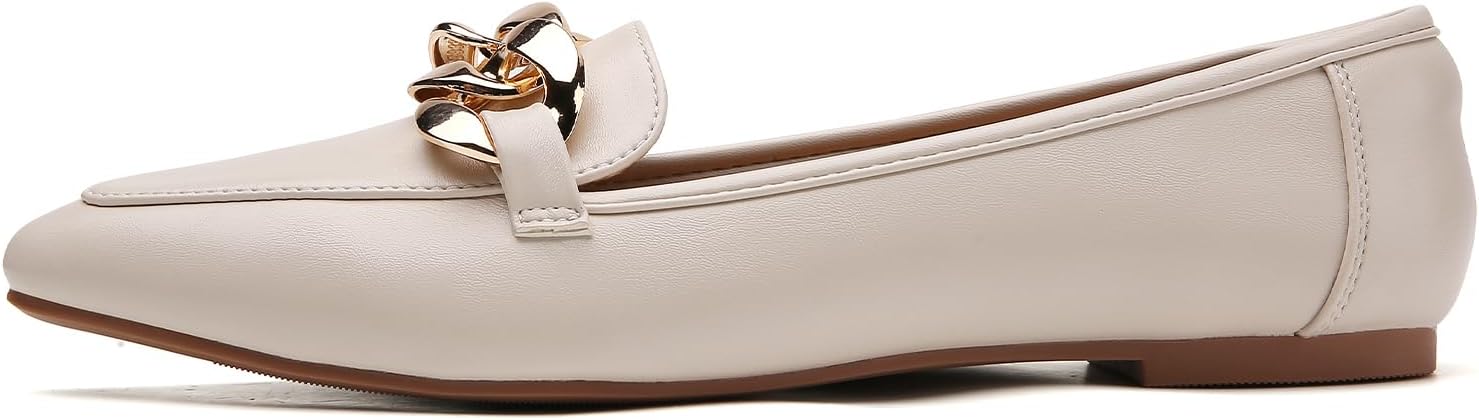 Tilocow Chain Flats Shoes, Loafers for Women Dressy Slip On Pointed Toe Flats, Work Shoes for Women - Image 3