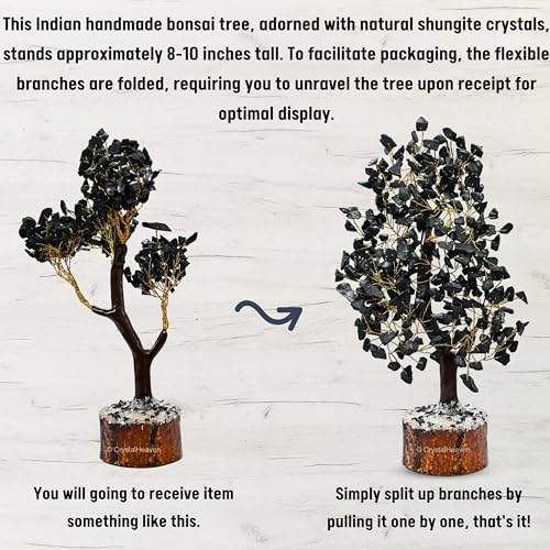 Image of Certified Shungite Crystal Tree for Good Luck - Healing Crystals Money Tree for Wealth, Positive Energy at Home Office - Decorative Spiritual Gifts for Vastu, House Warming