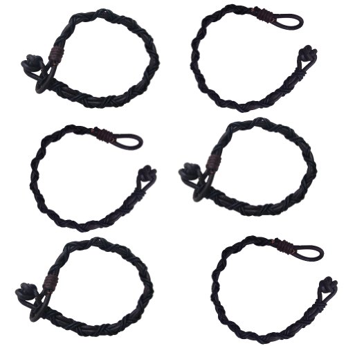 Royal Kraft Handmade Unique Pattern Leather Friendship Wrist Bands (Set of 6)