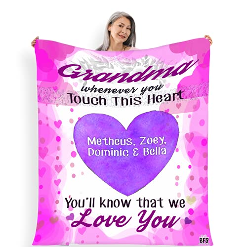 Best Family Gifts Personalized Grandma/Nana/papa Blanket - Customized with Your Nick and Grand Kids/Kids Names, Grandparents Customized Blanket,Grandparents Gift (50