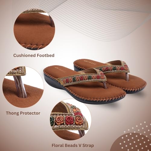 Image of TRASE Orthopedic Comfortable Footwear for Women | Stylish V Strap Chappal with Soft Cushioned Footbed | Perfect Slippers for Woman Daily Use