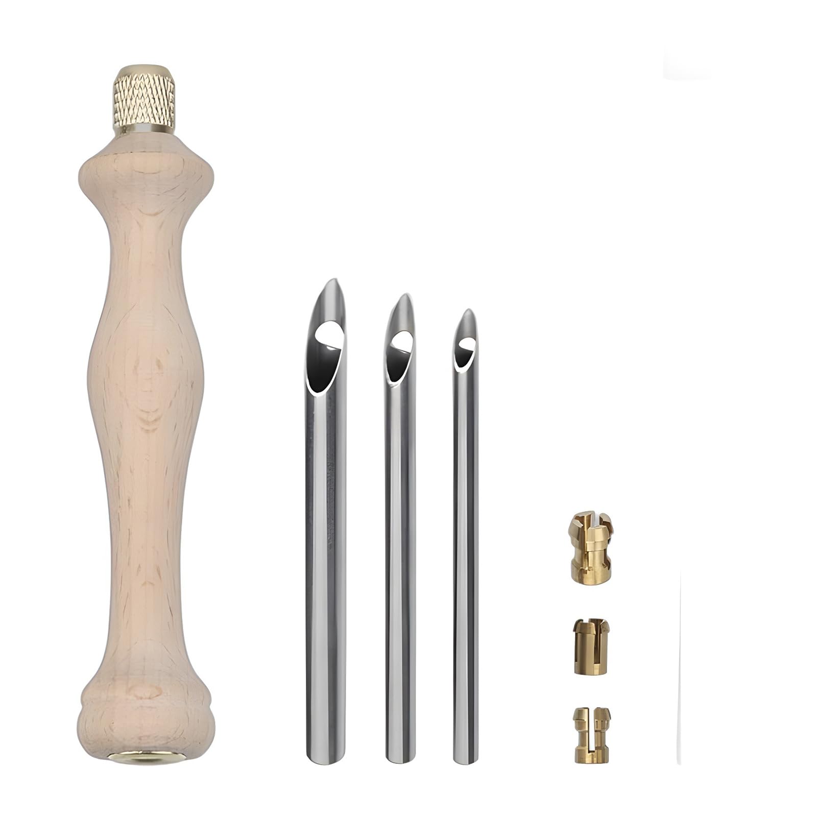 Tsophreniq Punches Needle Adjustable Embroidery Punches Needle 2/3.5/5mm Embroidery Pen with Wood Handle Needlework Tool with Wood Handle Pen
