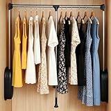 uyoyous Chrome Steel Pull Down Closet Rod Heavy Duty Adjustable 35-46.7 Closet Pull Down Rods Hanger for Hanging Clothes Wardrobe Lift Rail Organizer Storage System Side Mounted Expanding Tubing
