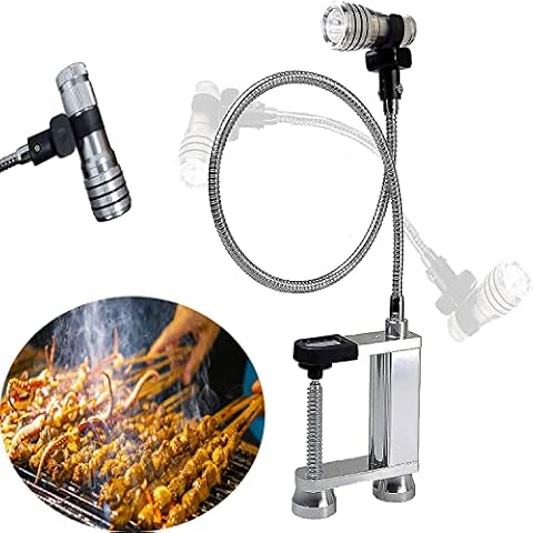 eirix Barbecue Grill Light, Adjustable Magnetic LED BBQ Lights Grill Table Clamp with Removable Flashlight Lighting - 360 Degree Flexible Gooseneck for Barbecue Grilling, Workbench (Sliver) (sliver-1) Cover