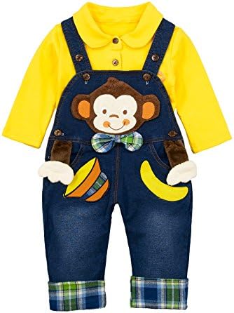 CHUMHEYBaby & Toddler Boys Jean Overalls Pants Set,Blue,12-18 Months