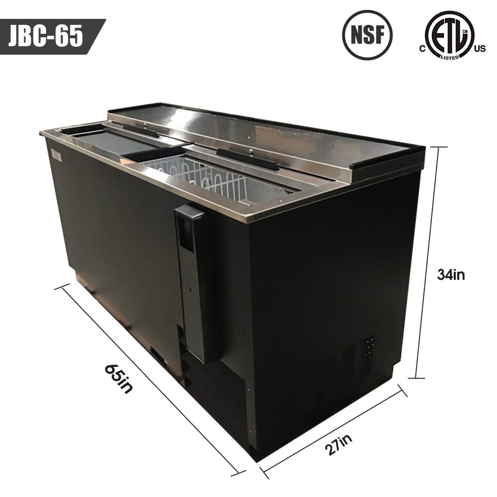 Horizontal Bottle Cooler Deep Well 65" Width Nsf Certified Commercial Beer Bottle Refrigerator Black 33°-38°F Top-Loading on Fridge.com - View 2