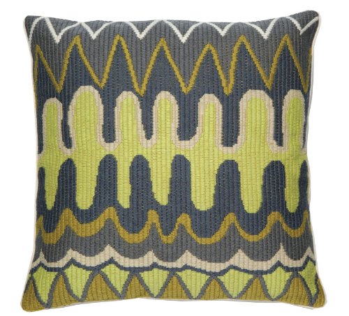 Peking HandicraftTrina Turk Zig-Zag Down-Filled 20 by 20-Inch Bargello Needlepoint Pillow, Yellow