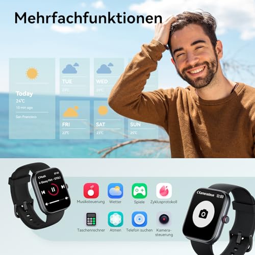 Smartwatch Herren Damen mit Telefonfunktion Alexa Integriert -Fitnessuhr 110+ Sportmodi &IP68-1,91'...