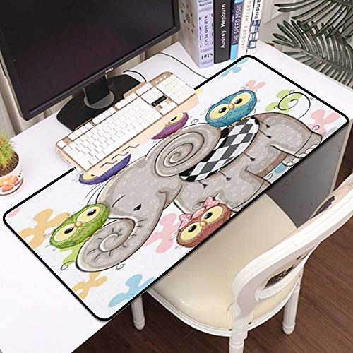 Gaming Mauspat, große Maus Matte Elephant Himmels idyllische Tour Herde Elefanten Baden Dschungel River Sri Natur Sunrise Design B, Genähte Kanten