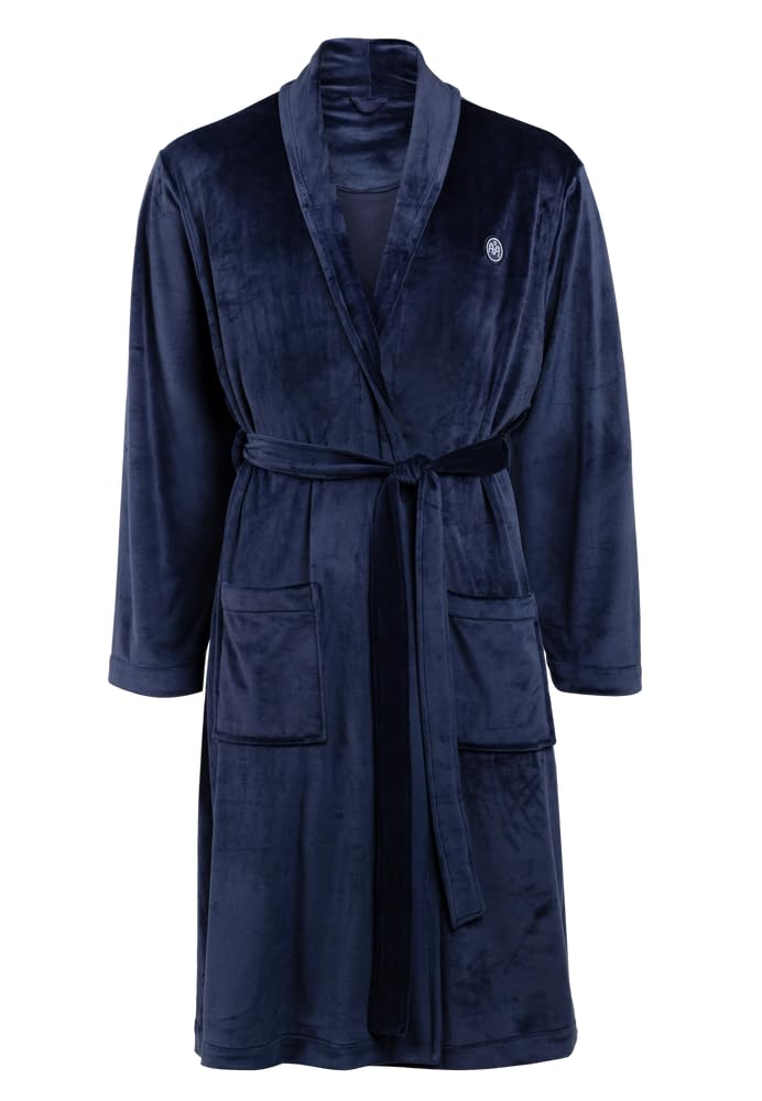 Bata de hombre azul oscuro de algodón suave en talla M hasta XXL 4