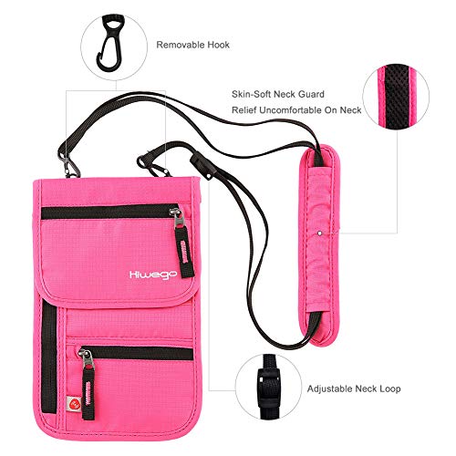 Travel Neck Pouch Hidden Passport Holder Wallet Rfid Blocking / Neck Stash For Men Women (Rosy) #TOP3