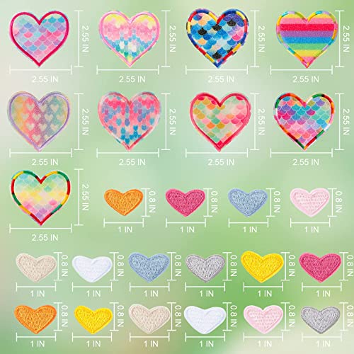 25 Pieces Rainbow Mermaid Heart Iron On Patches Kids Iron On Knee Patches Sew On Embroidered Colorful Heart Appliques Mixed Heart Patches For Diy Jeans Clothes Jackets Backpack Decoration Handicrafts #TOP3