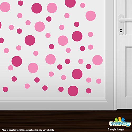 Pink / Hot Pink Vinyl Wall Decals (30 Decals) - Polka Dots Stickers - Removable Adhesive Safe On Smooth Or Textured Walls Round Circles Bathroom Kids Room Birthday Gift Classroom Playroom Nursery Decor Peel And Stick #TOP1